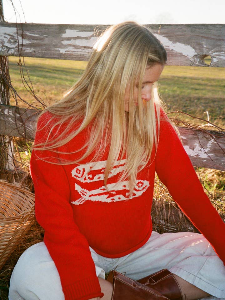 Beaten Path Co - Wholesale Knit Sweater - Unisex - RED COTTON FISH SWEATER6