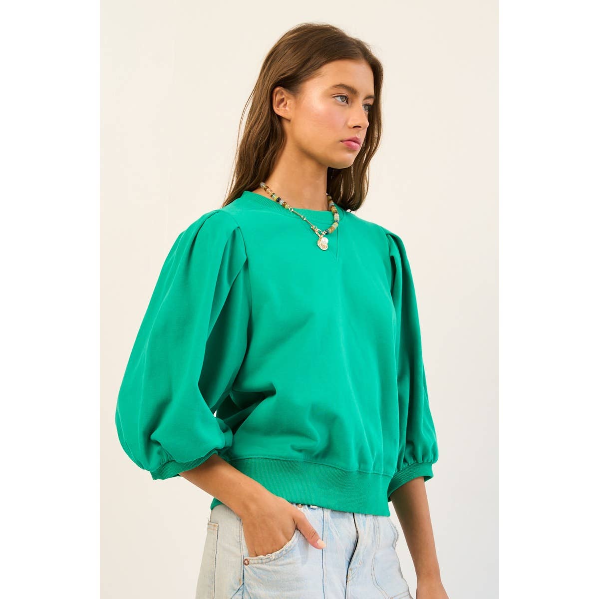 The GREii - Wholesale Sweatshirt - Women's - Premium French Terry Puff Sleeve Pullover24