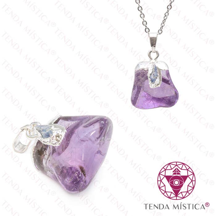 Amethyst & Kyanite Blue Bath Silver Pendant for wholesale by Tenda Mística