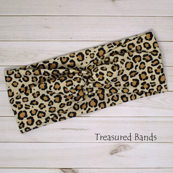 Treasured Haven - Wholesale Fashion Headband - Women's - Leopard Natural Animal Print Comfy Soft Knit Twist Headband