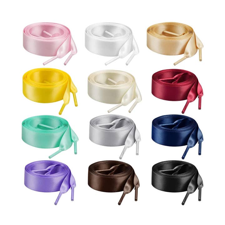 Sortierte Satin-Schnürsenkel | Packung mit 5 für den Großhandel von The Charm Bar Company