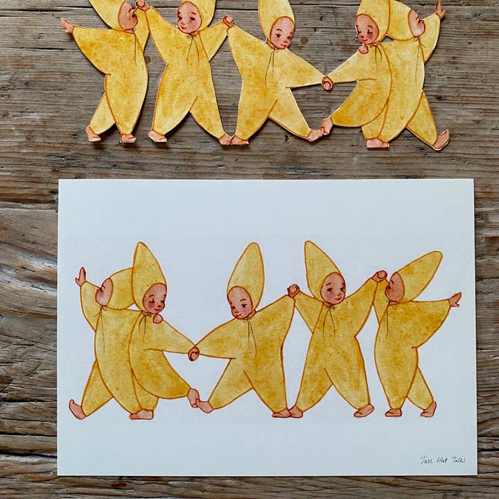 Tall Hat Tales - Wholesale Christmas Decoration - Gule stjernebørn papirklip