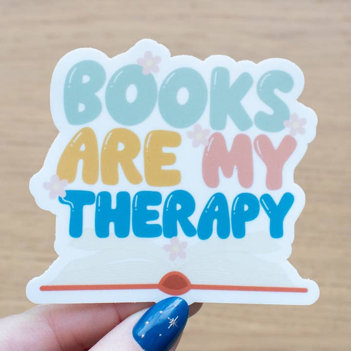 Books are my Therapy - Vinyl Sticker for wholesale by Little Inklings LTD