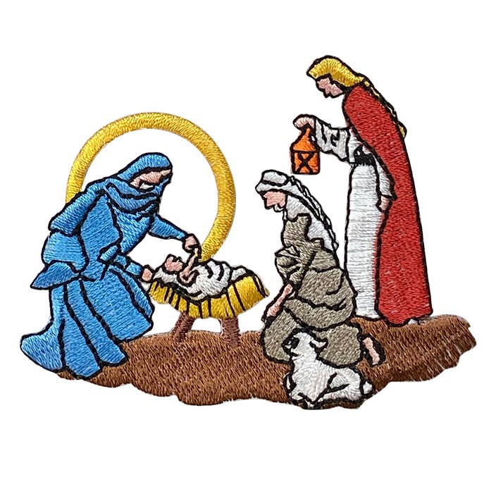 Presépio de Natal Manjedoura Três Reis Magos Patch Termocolante por atacado de Wholesale Applique