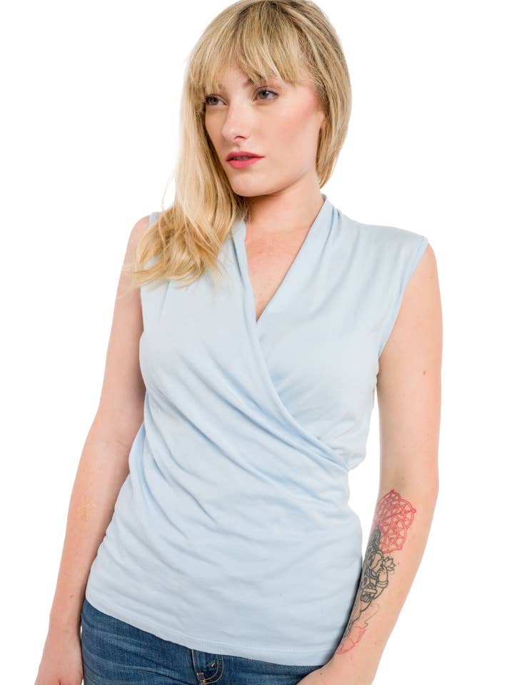 Pima Cotton Sleeveless Wrap Top for wholesale by AtoZ