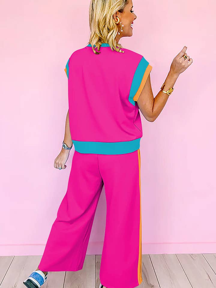 Lovesoft - Wholesale Lounge Set - Women's - Multicolor Color Block Detail Casual Two-piece Set1