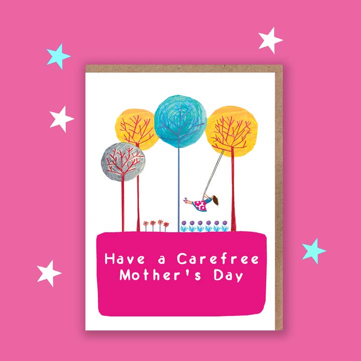 Mothers Day Card - Female on Swing for wholesale by Lou Mills