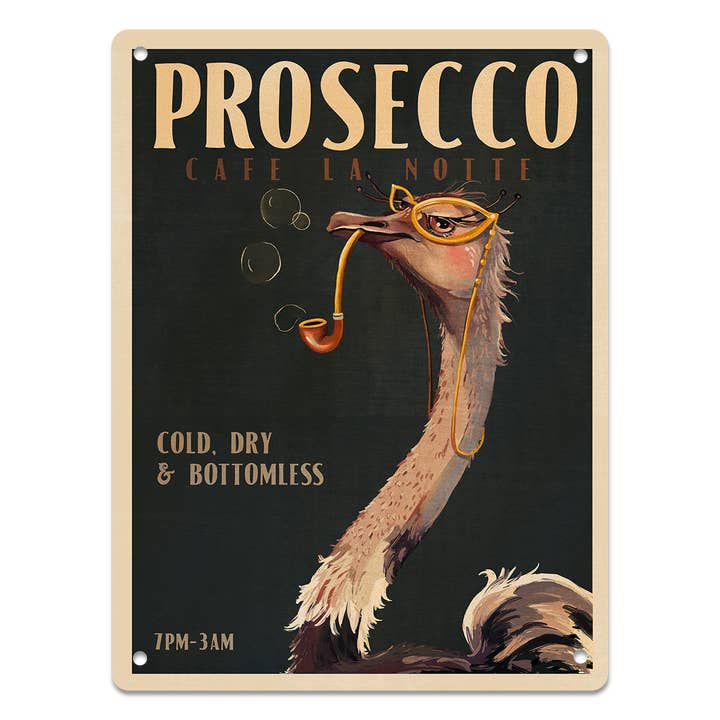 Mid State Signs - Wholesale Art Print - Vintage Prosecco Art Print. Art Deco Champagne Bar Ostrich