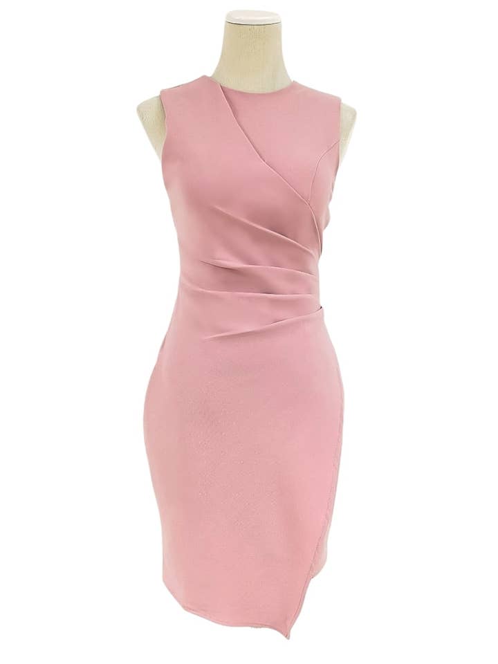 Vestido de festa rosa redondo pescoço curto bodycon por atacado de Les Voiliers