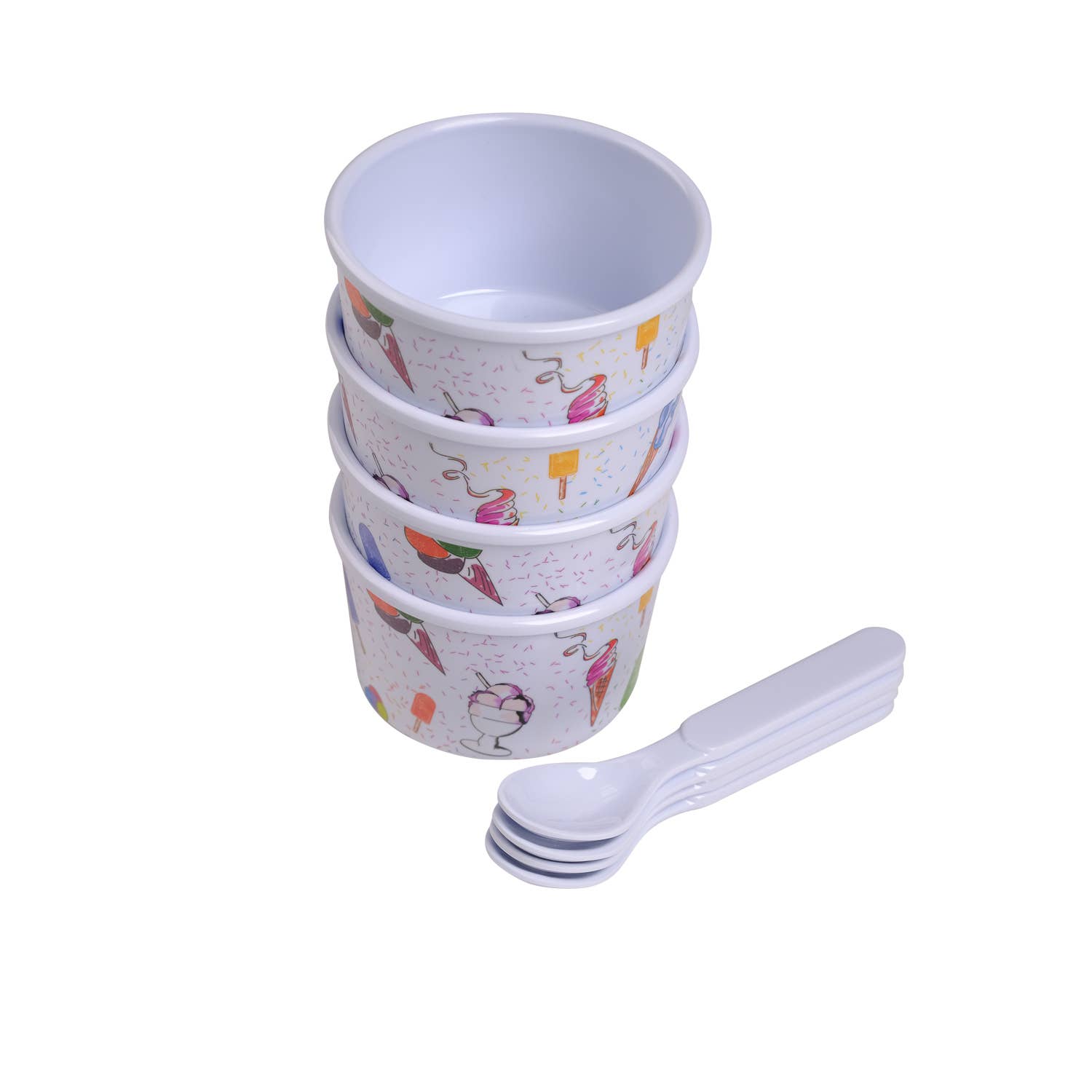 Lexi Home - Wholesale Serving Utensil - 8-Piece Melamine Ice Cream Cups with Spoons Set5