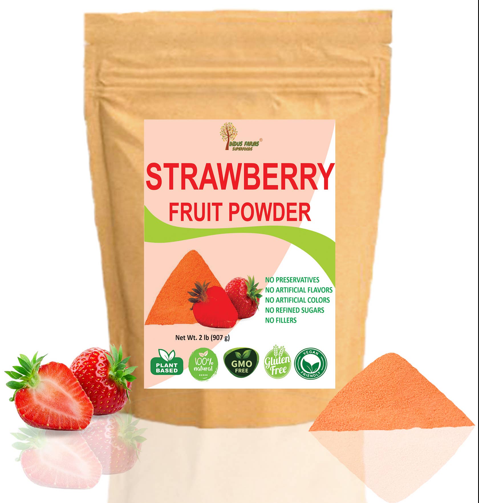 Indus Farms Superfoods - Wholesale Protein/Superfood Powder - Indus Farms Superfoods Strawberry Fruit Powder, GMO-Free2
