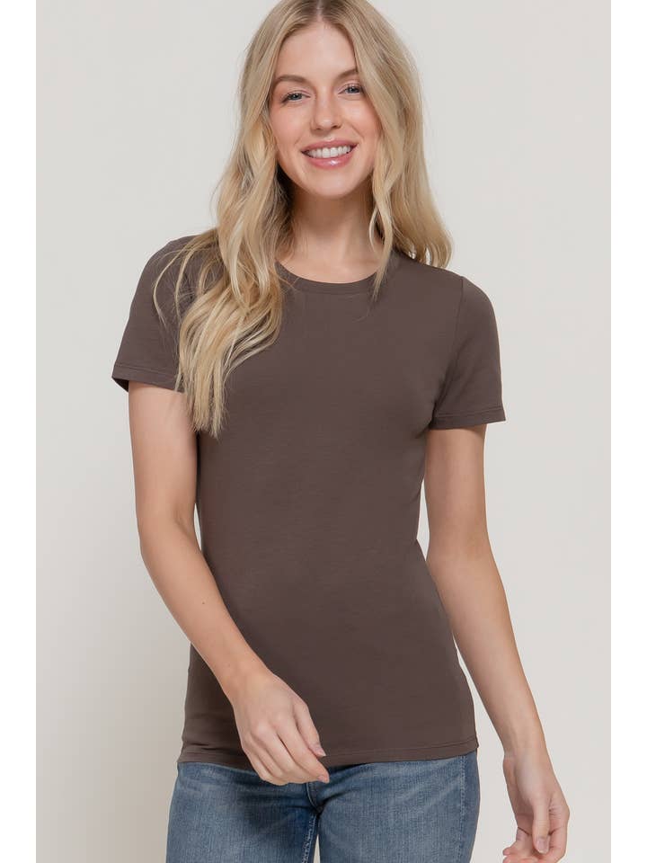 Active Basic | Active USA - Vente T-shirt – femme - Top en jersey de coton et élasthanne à manches courtes et col rond2