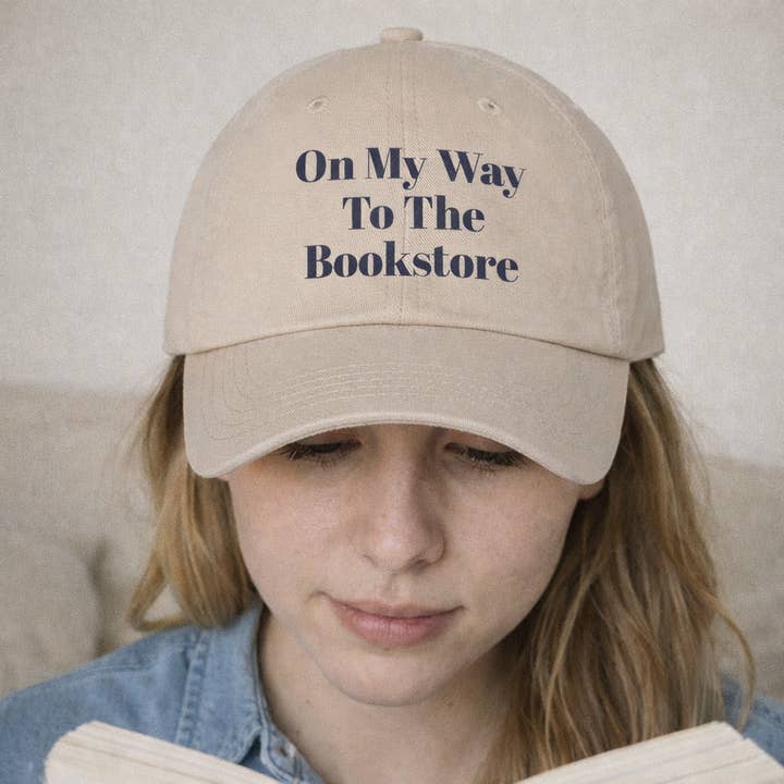 On My Way To The Bookstore Embroidered Hat for wholesale by DaisyChainDesignCo