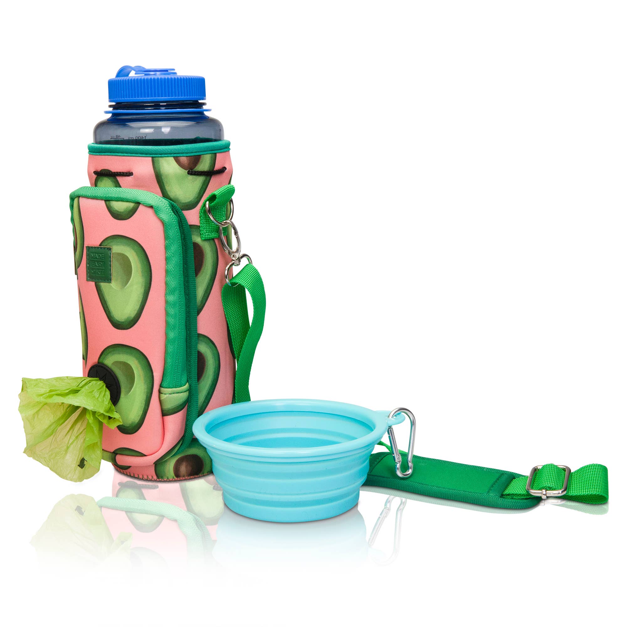 MADE EASY KIT – Suporte para garrafas/garrafeira por atacado – Kit fácil de transportar garrafa de água com bolso para saco de cocô de cachorro45