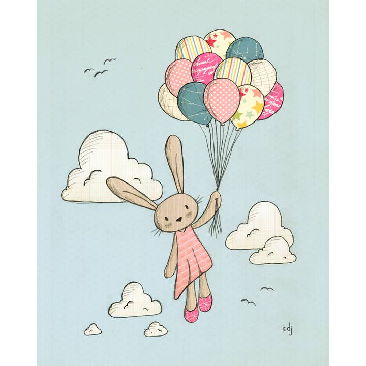 Ballons flottants Bunny pour la vente par Paper Lion Art