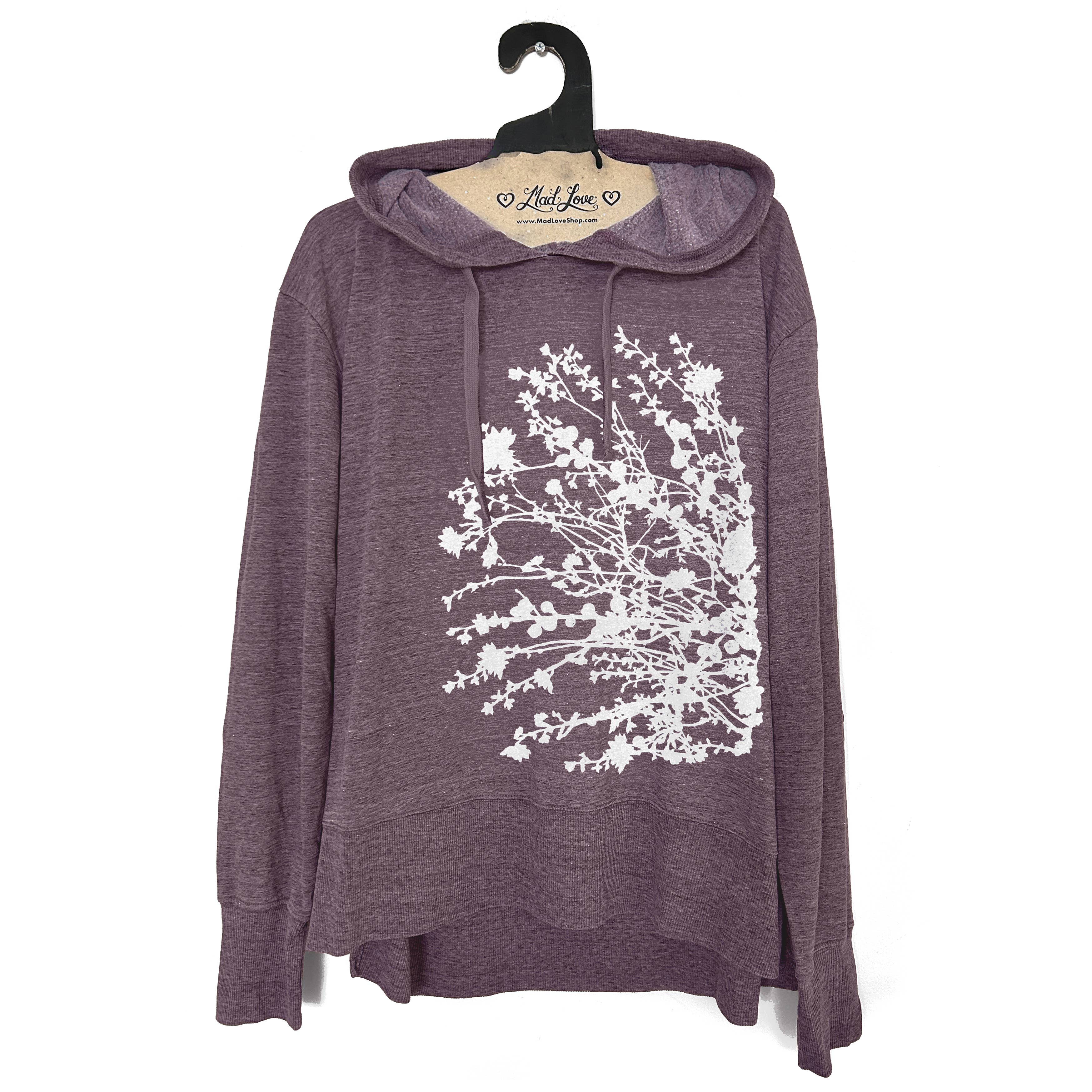 Mad Love Shop - Wholesale Hoodie - Women's - Limited Womens Heather Purple Hood with Gingko Leaves Print 5