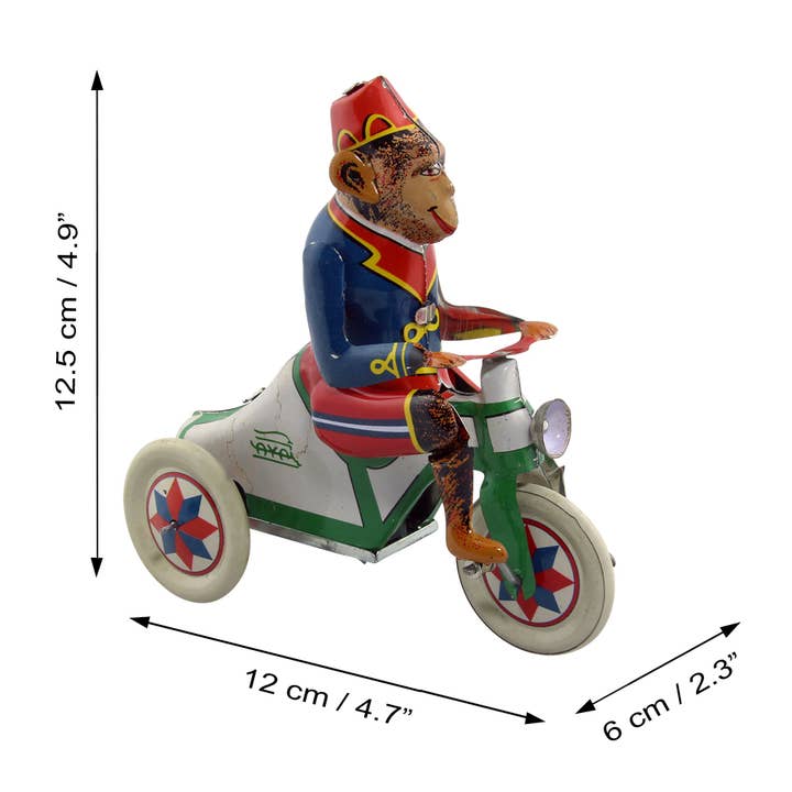 Tribal Trade GmbH - Wholesale Classic Toy - Kids - Tin toy monkey on tricycle tin monkey