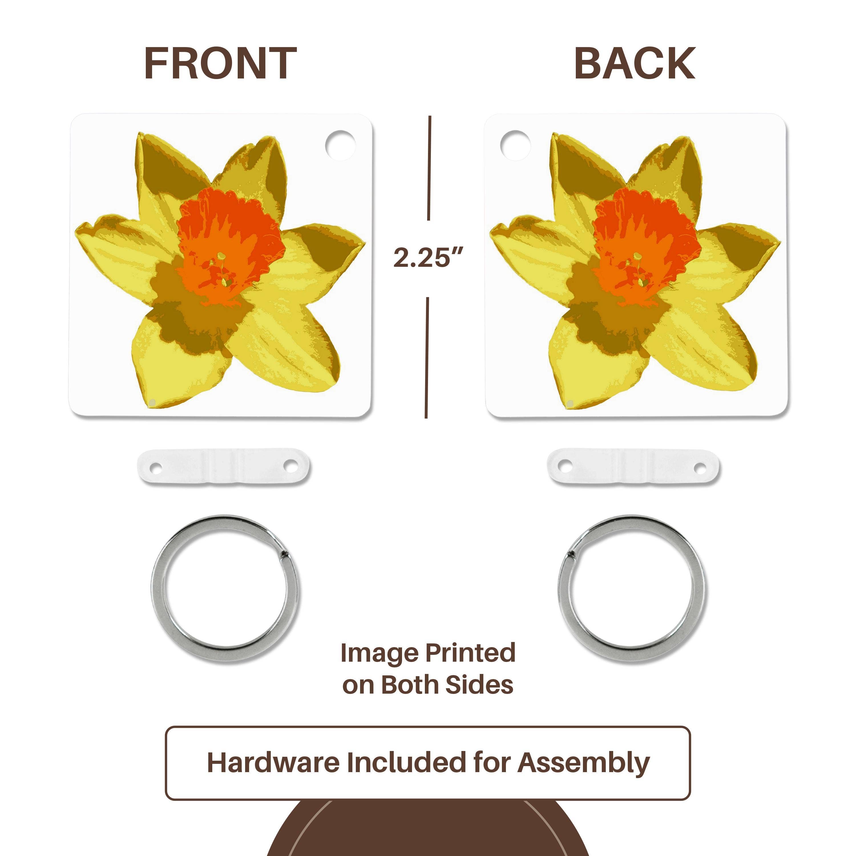 3dRose - Wholesale Keychain - Unisex - 3dRose, Spring Daffodil Vector Isolated, Key Chain4