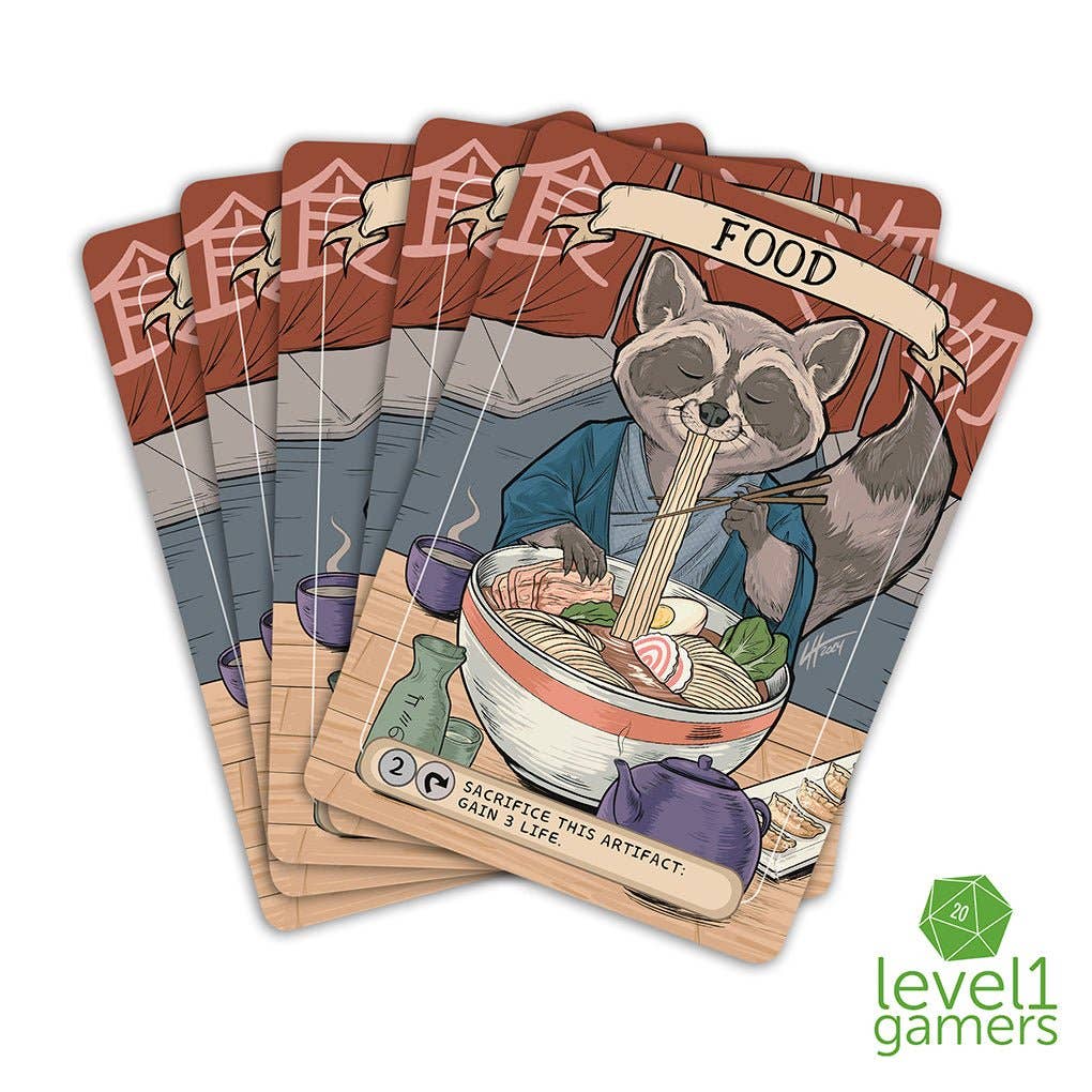 Level 1 Gamers – Jogo de cartas por atacado – Pacote de Cartas Mágicas Ramen Raccoon Token (5 Cartas)0