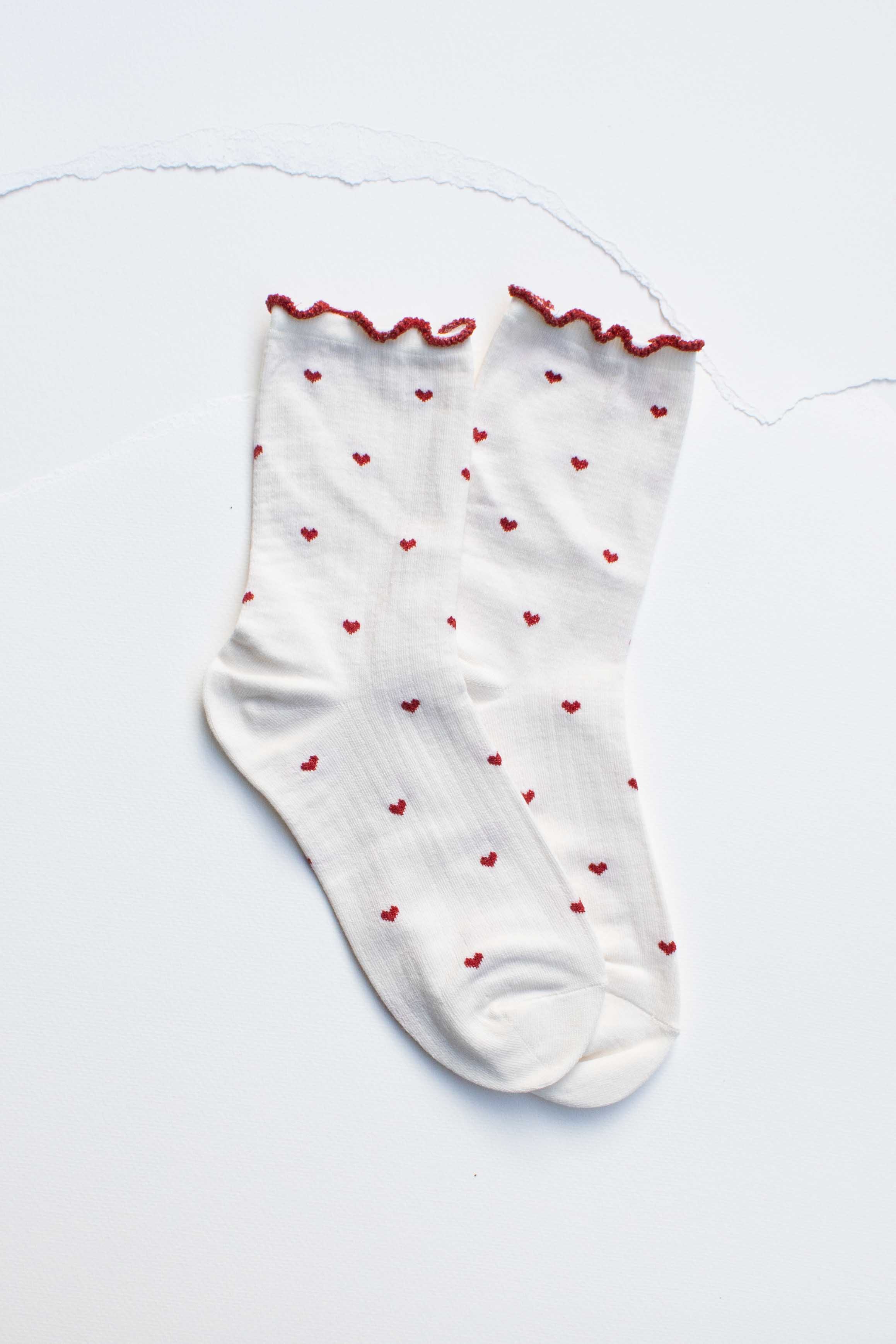 Tiepology - Wholesale Socks - Women's - Mini Heart Ruffle Cotton Blend Socks1