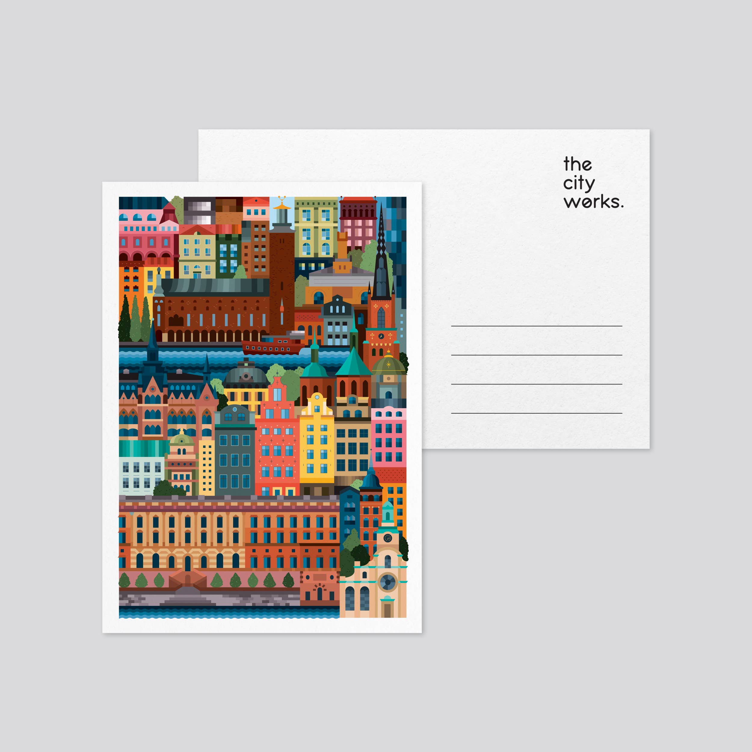 The City Works - Wholesale Postcard - Stockholm Colourful Postcard0