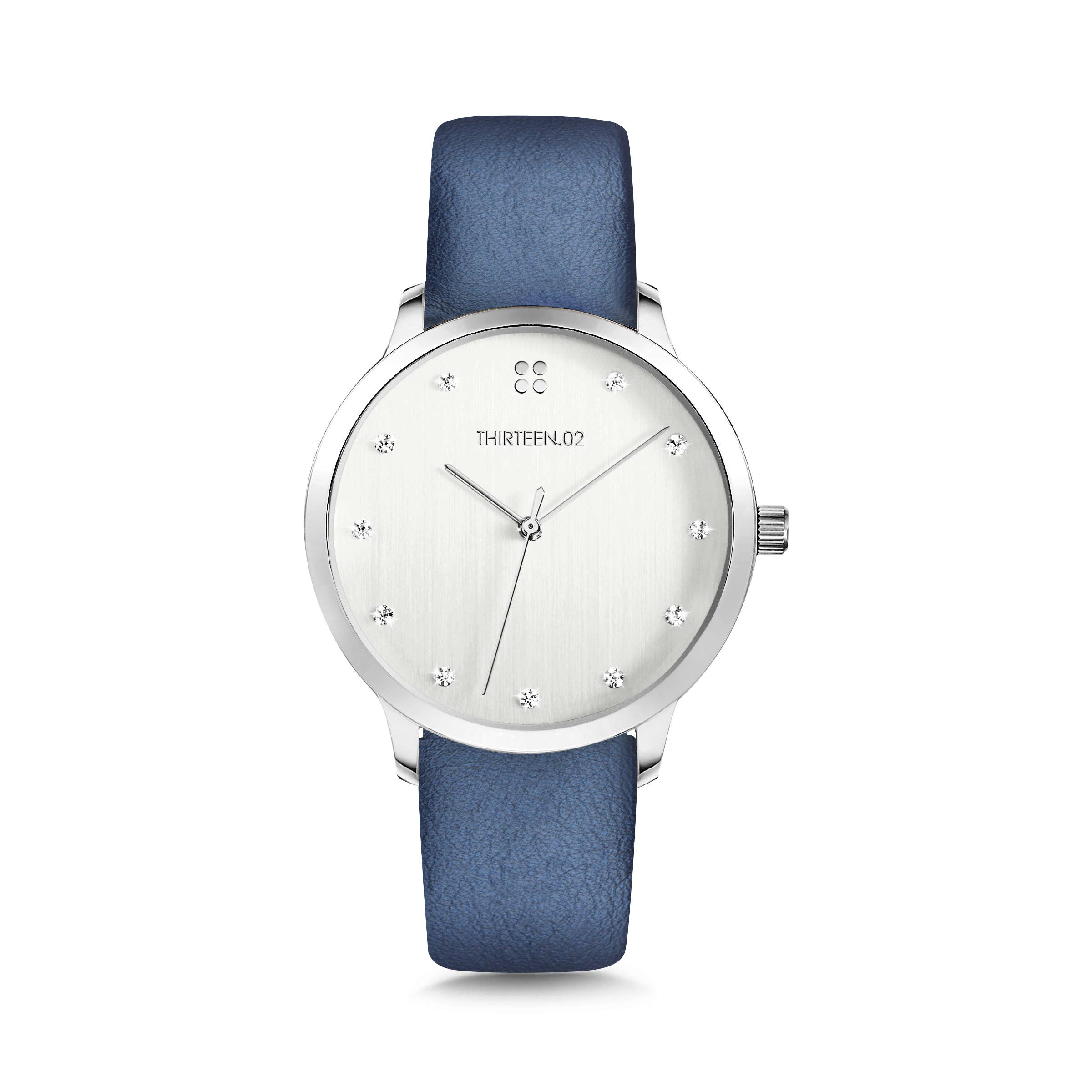 1302 Watch Co. - Venta al por mayor Reloj de pulsera - Mujer - Reloj para mujer de 38 mm: caja plateada con esfera plateada y piedras3