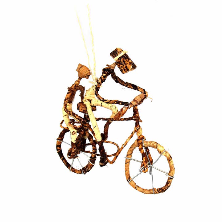 Banana Fiber Bike Ornament - Two People for wholesale by Global Crafts