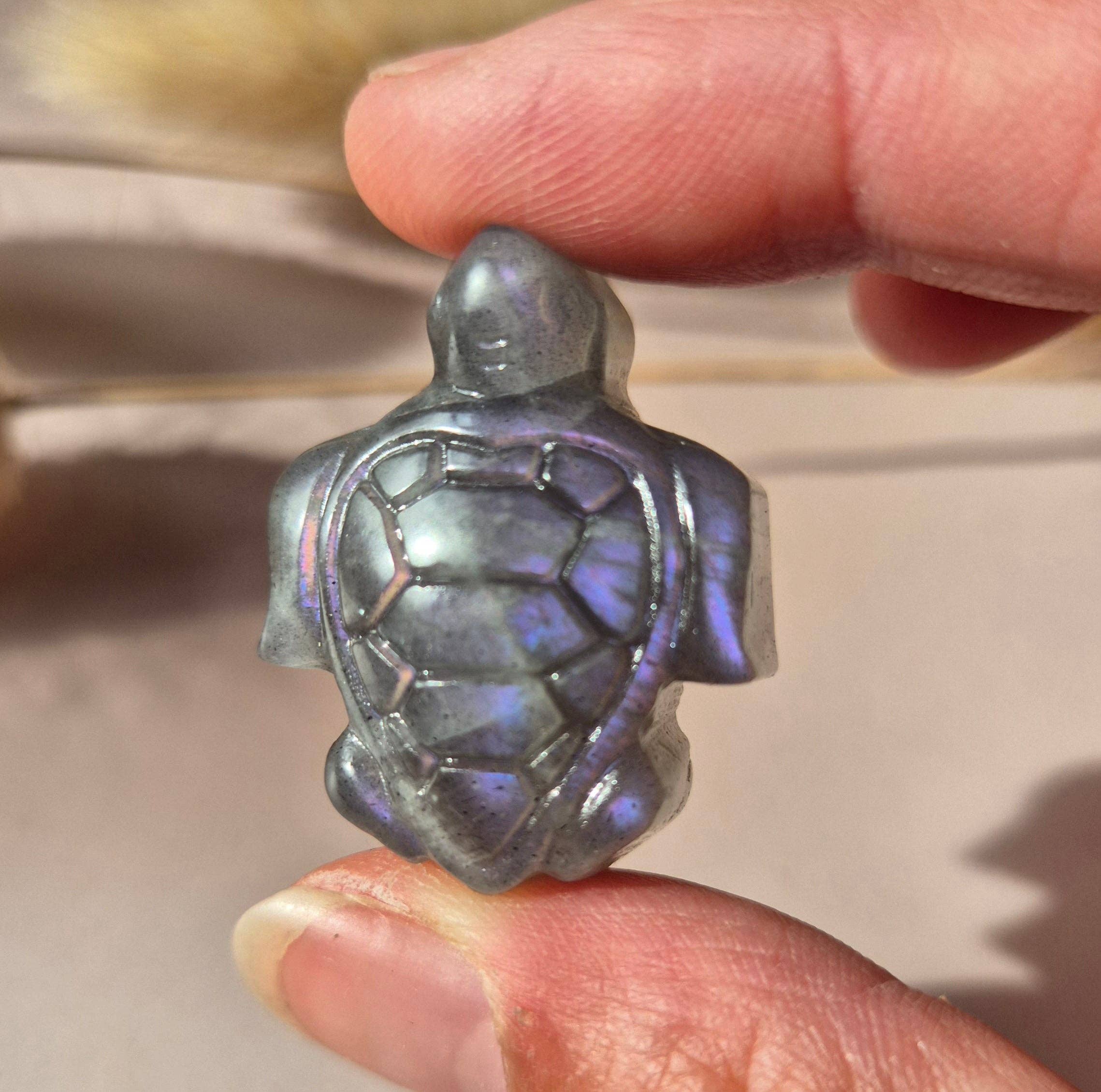 Moonlight Gemstones - Wholesale Spiritual Stone/Crystal - Purple Labradorite Turtle – Gemstone Carving (3cm)3