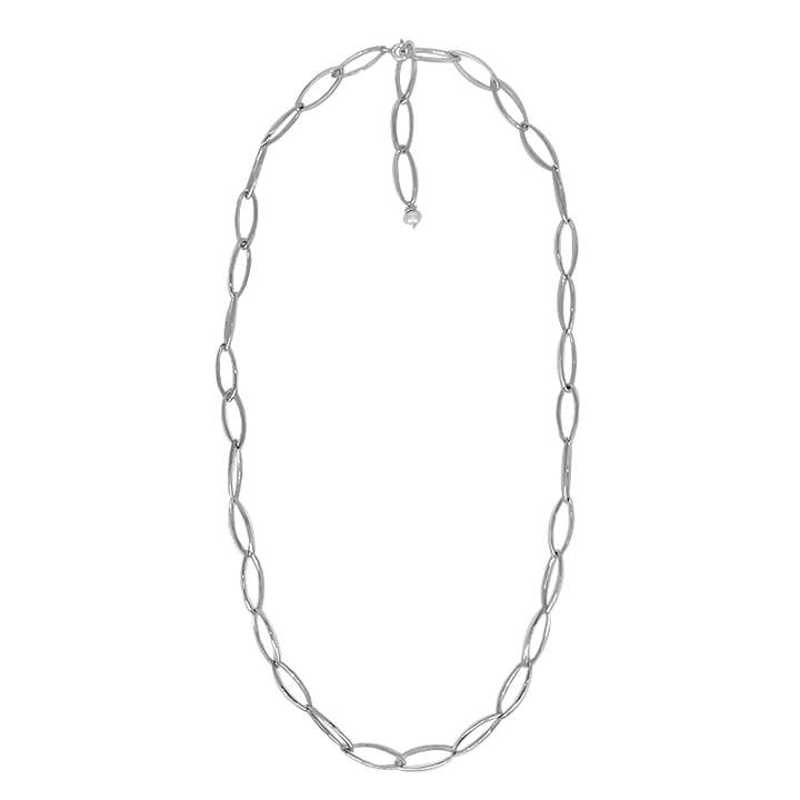 Collar de eslabones ovalados de plata de ley con perlas para venta al por mayor de SITA