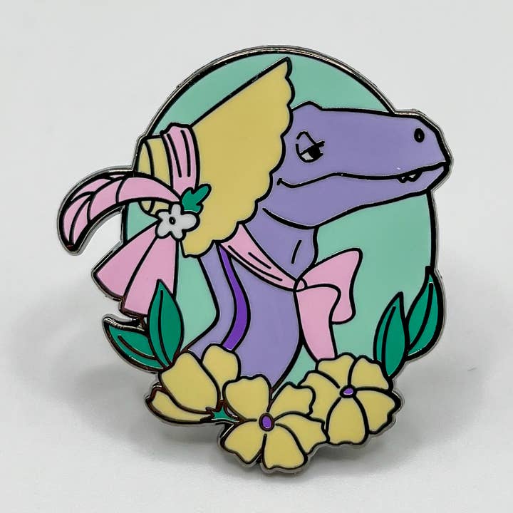 Geekly Whimsical - Wholesale Lapel Pin/Button - Dapper Dinos - Dorthea Raptor Enamel Pin0