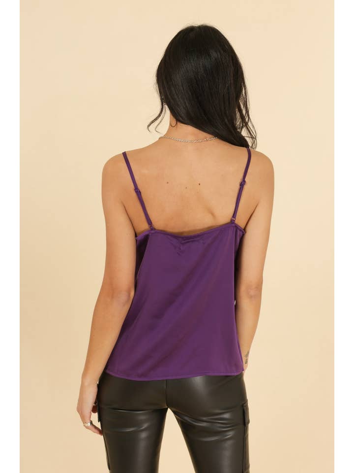 Calie Paris - Vendita all'ingrosso Canotta - Donna - Camisole Celeste in satin con inserto e scollo in pizzo19