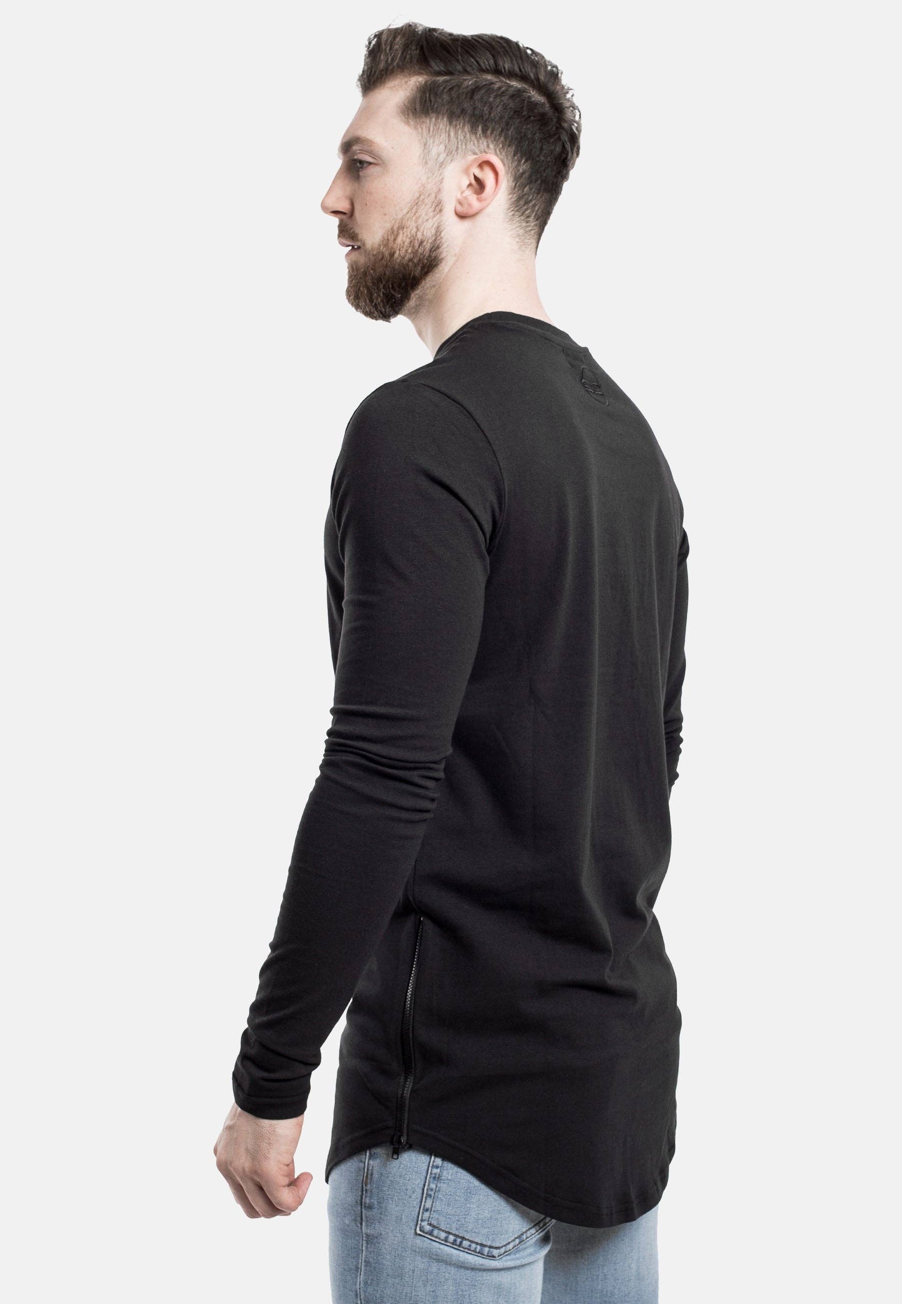 Blackskies - Wholesale T-Shirt - Men's - Langarm-Langshirt mit seitlichem Reißverschluss Schwarz1