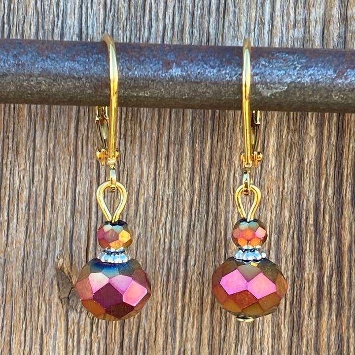 Champagne & Roses Crystal Leverback Earrings for wholesale by Cool Water Jewelry