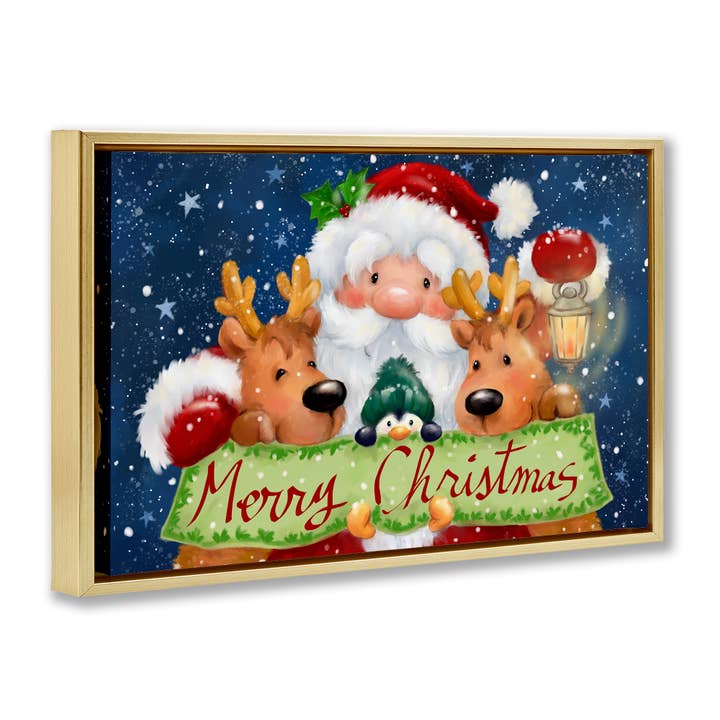 Stupell Industries - Wholesale Christmas Wall Art - Santa with Lantern Christmas Floater Framed Art Holiday27