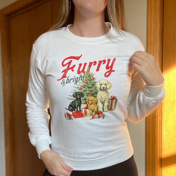 Filhotes de Natal Vintage Purry & Bright Vintage de manga comprida com gola redonda por atacado de McKenzie’s Infinity LLC