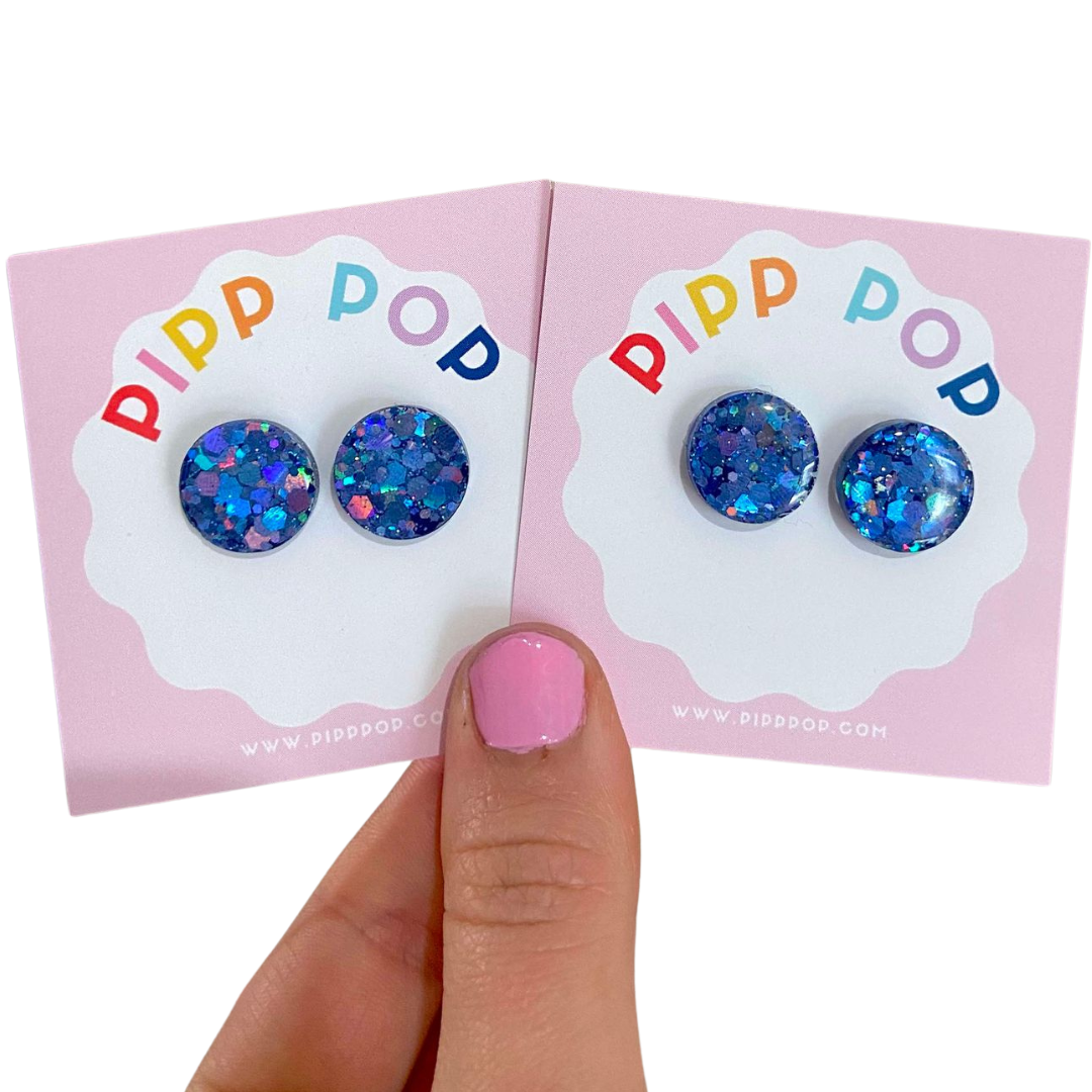 Pipp Pop - Wholesale Stud/Post Earrings - Glitter Resin Studs - 34 Colours Available26