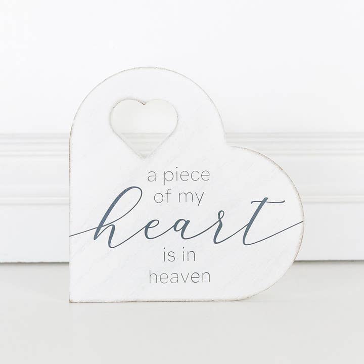 Adams & Co. - Wholesale Sign - 10944 - 7x7 reversible wood shape (HEART HEAVEN) SYMPATHY