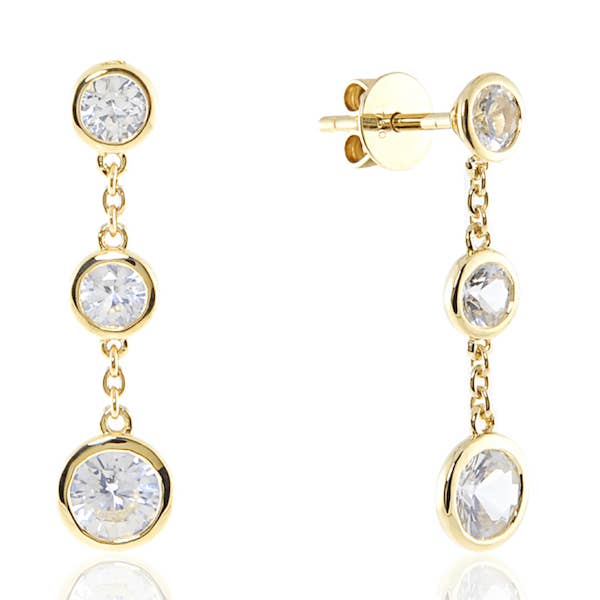 Solid Gold White Sapphire Short Swing Earrings for wholesale by Lolovivi Jewelry