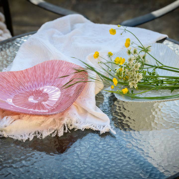 Sienna Glass – wholesale Decorative plate/dish/bowl – 30CM Glass Bowl - Heart Design - Pink4