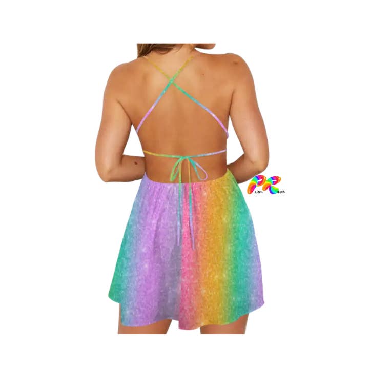 Pastel Rainbow Strappy Fairy Rave Dress for wholesale by Prism Raves