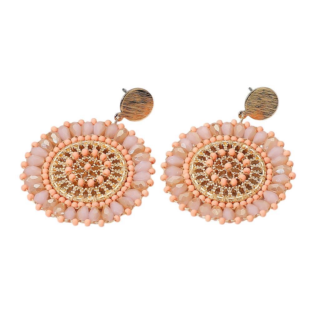 Sensibling Corp. - Wholesale Dangle Earrings - Boho Faceted Beaded Mandala Dangle Earrings
1