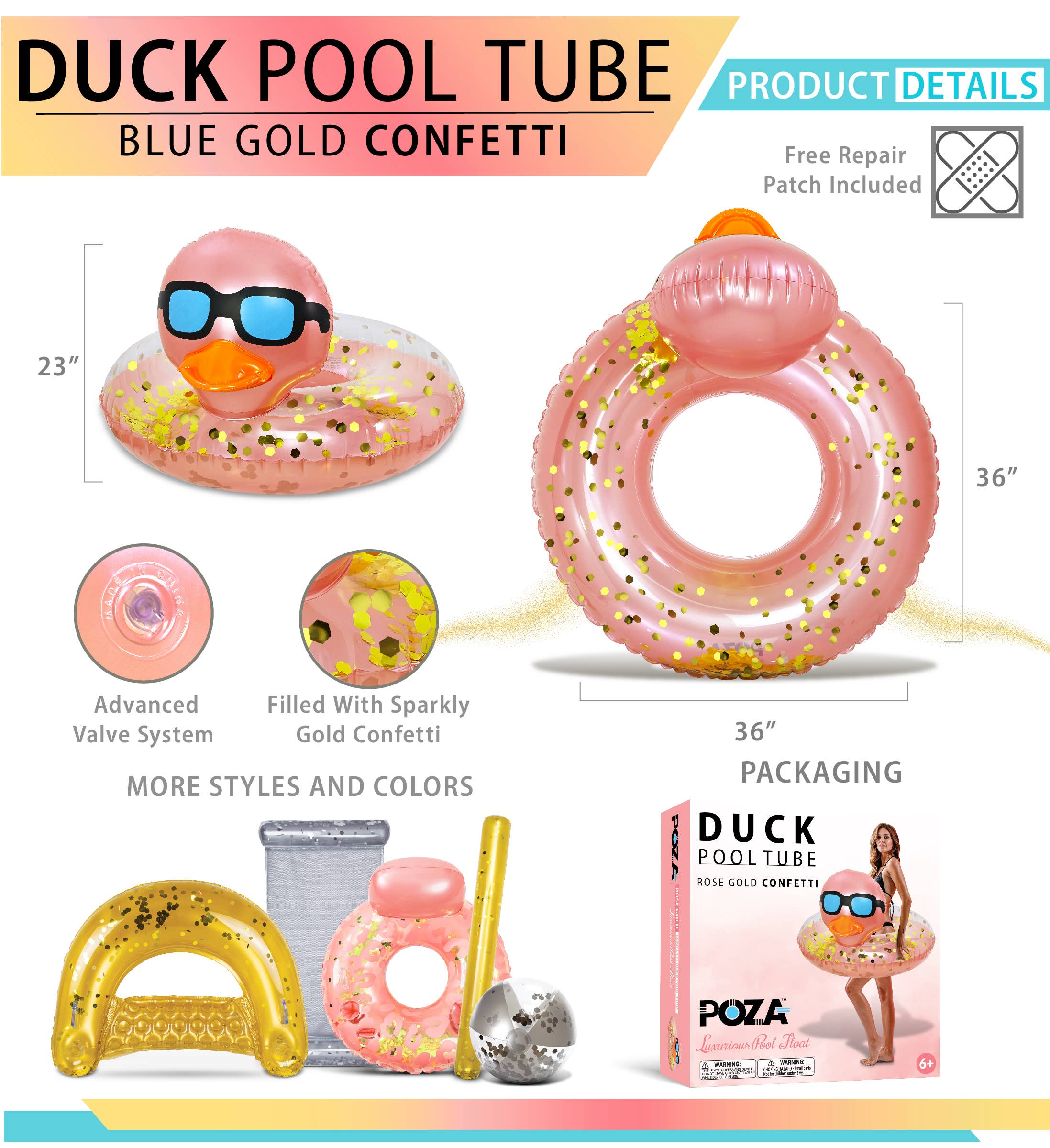 Cota Global - Wholesale Inflatables - Pool Float - Duck Pool Tube - Rose Gold1