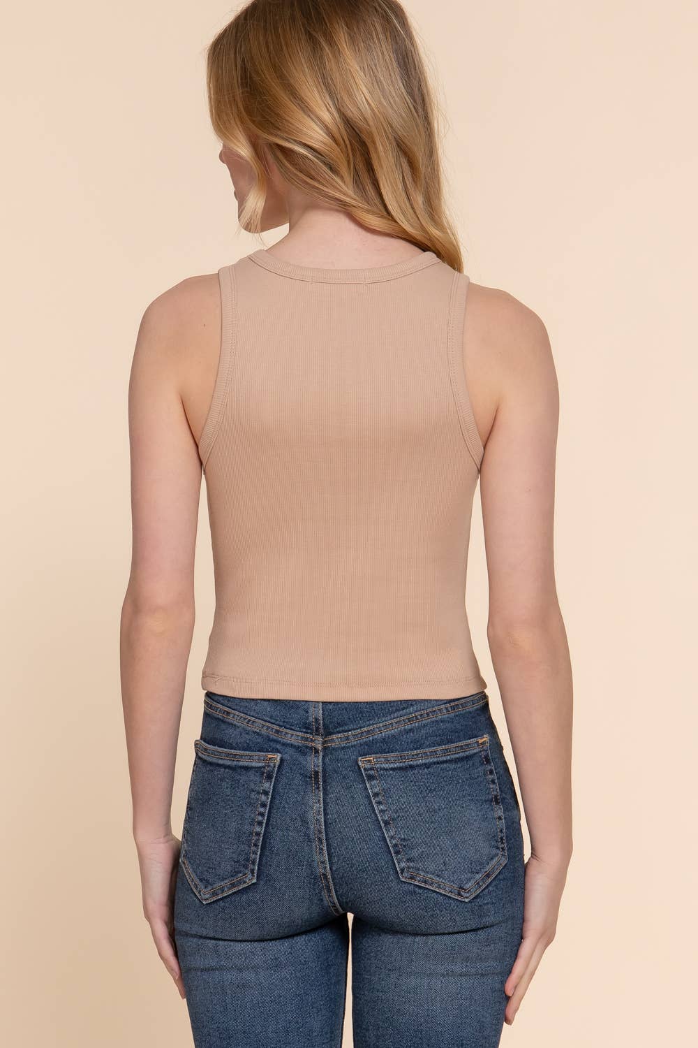 Active Basic | Active USA - Venta al por mayor Camiseta sin mangas - Mujer - Top sin mangas de punto acanalado de algodón y spandex con cuello redondo28