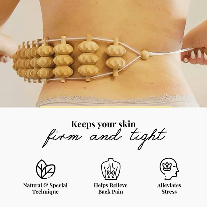 Tuuli GmbH - Venta al por mayor Masajeador corporal - Rodillo Masajeador de Madera para Espalda con Cuerda de 120 cm7