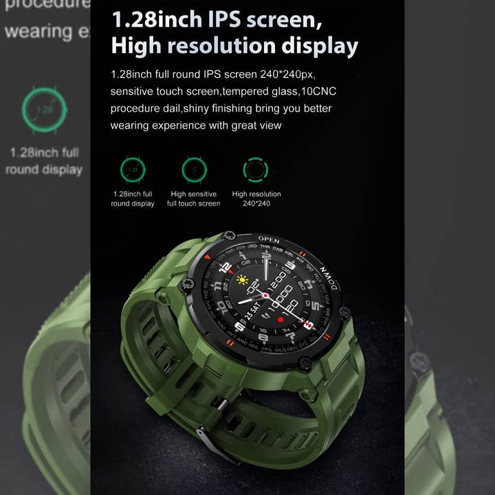 Black Fashion Combat Bluetooth Calls Doctor Smartwatch Full Touch Screen Music Play for wholesale on Faire2