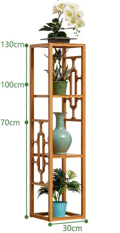 everythingbamboo - Venta al por mayor Soportes para macetas - Soporte de madera de bambú de primera calidad para decoración de plantas, estante tallado, elegante13