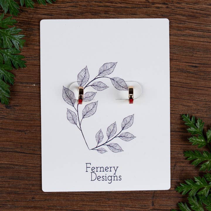Custom Printed Hoop Earring Display Cards with flaps & holes for wholesale by Fernery Designs