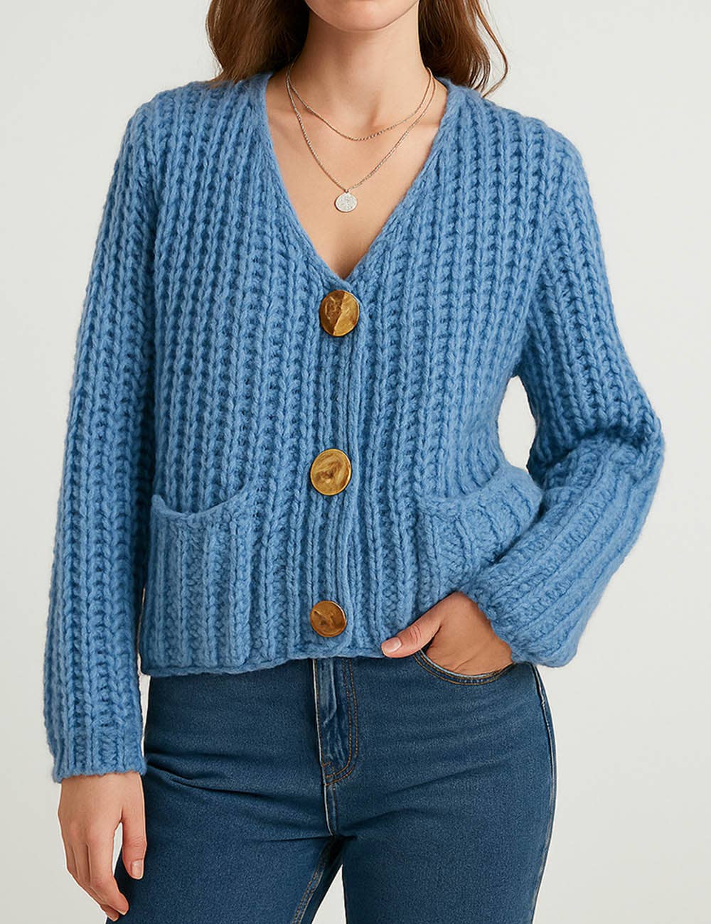 Sweetkama - Vente Cardigan – femme - Cardigan épais uni tendance pour femmes SKT463711