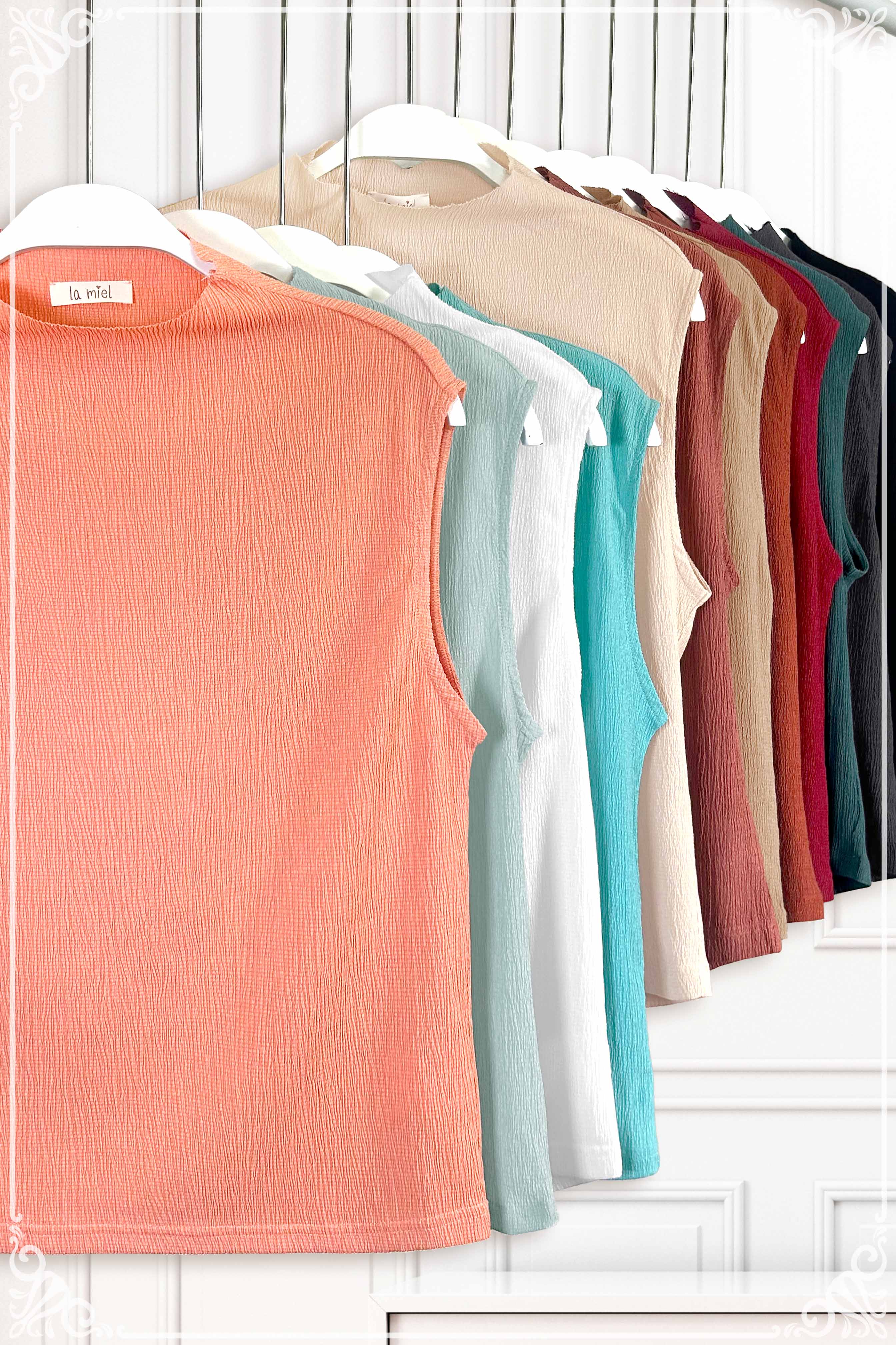 La Miel – Engroshandel Tanktop – Kvinder – HCT7705-elastisk krøllet stof ærmeløs top31