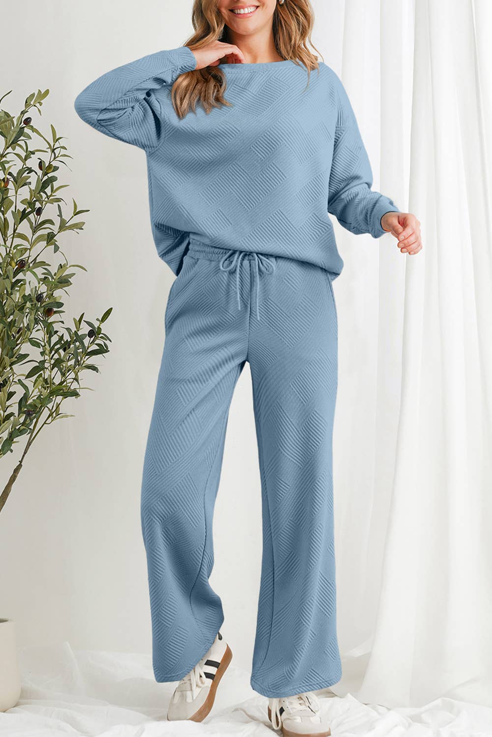 Aapparella - Vente Ensemble de vêtements d'intérieur – femme - Ensembles de pantalons de pyjama texturés et confortables multicolores | S-2XL26
